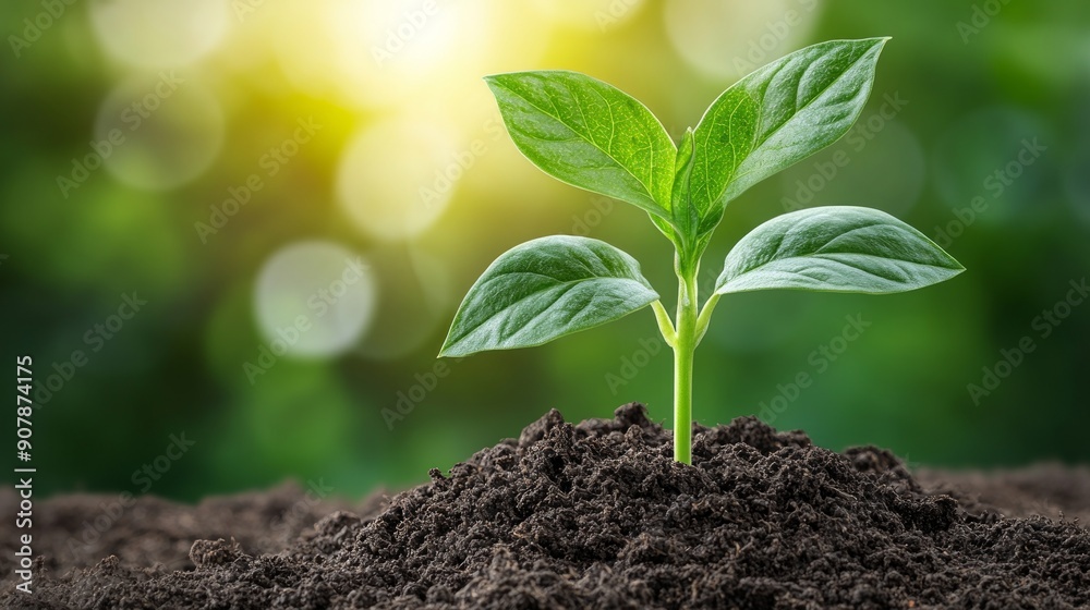 close-up of a small plant growing from the soil sunlit background more clarity with clear light and sharp focus high detailed close-up of a small plant growing from the soil sunlit background more clarity with clear light and sharp focus high detailed
