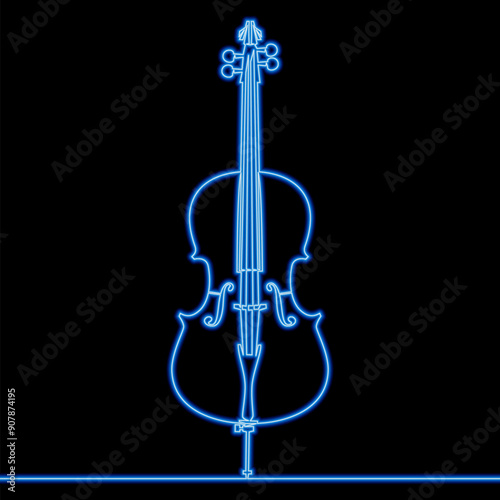 Neon bright shiny violin classical music icon neon glow vector illustration concept