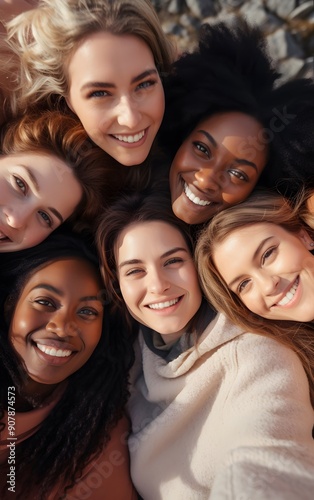 Close Friends Smiling and Hugging Outdoors