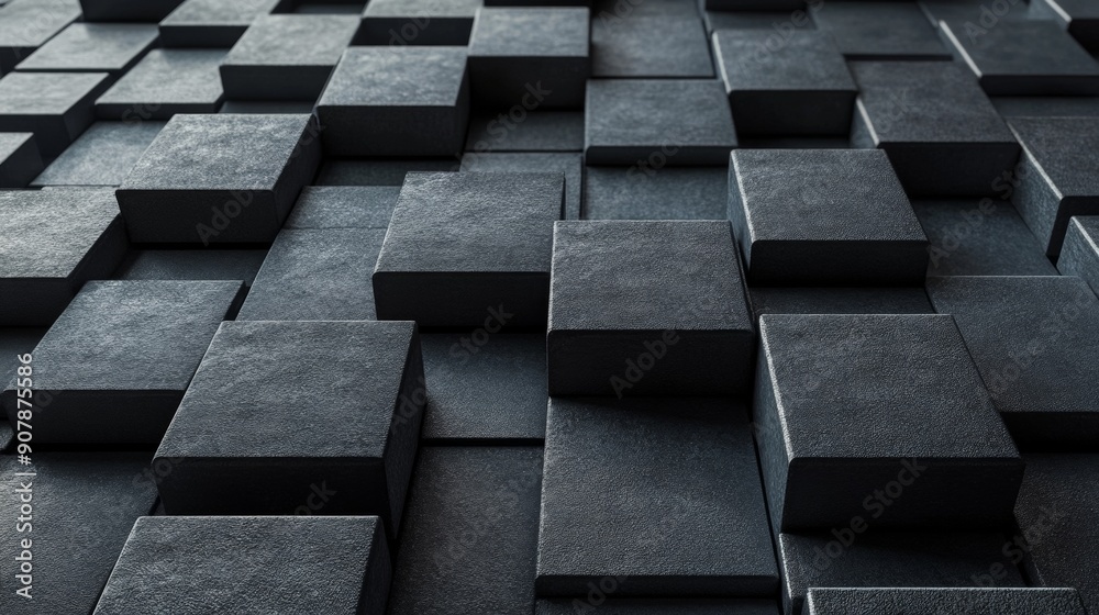 A black and white image of a wall made of black squares A black and white image of a wall made of black squares