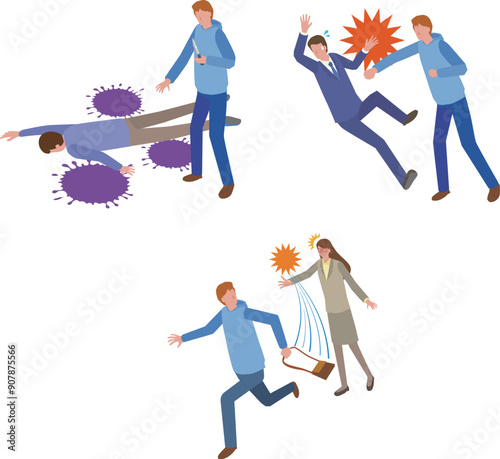 殺人傷害窃盗事件のイメージイラスト