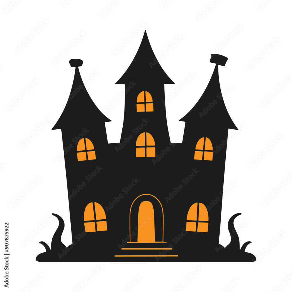 Haunted House Silhouette - Dark and Mysterious Halloween Art Haunted House Silhouette - Dark and Mysterious Halloween Art