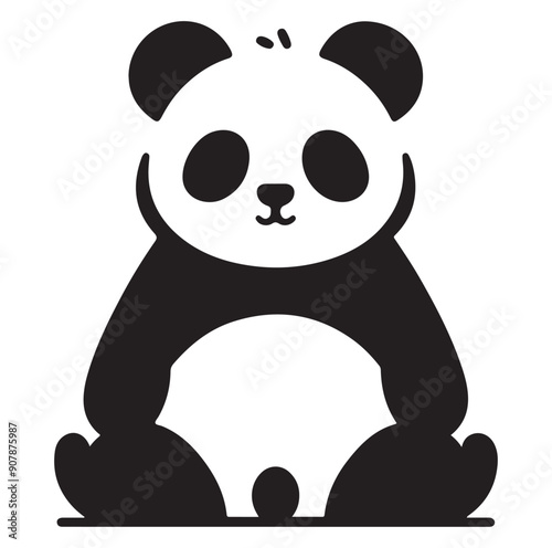 Minimal panda silhouette vector icon on a white background.
