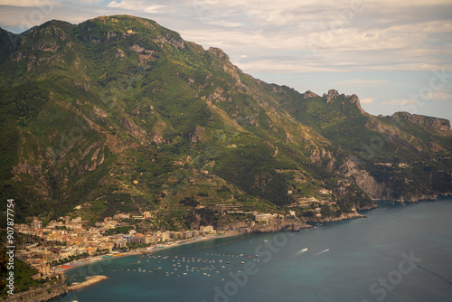 Valle delle Ferriere valley viewed showing amalfi coast from Villa Cimbrone in Italy. photo