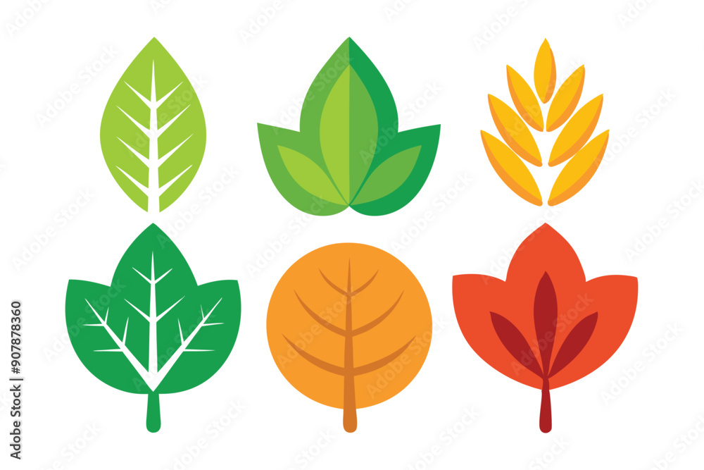 Fototapeta premium Colorful Stylized Leaf and Flower Shapes