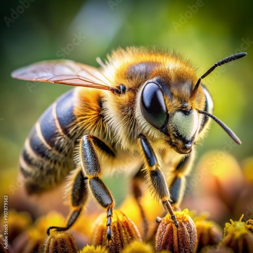 Busy Bee Pollinating a Flower