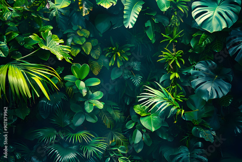 Wallpaper Mural Tropical Jungle Leaves Background Illustration Torontodigital.ca