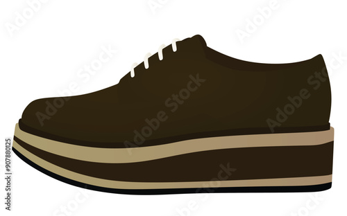 Brown platform shoe. vector illustration