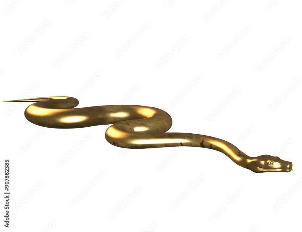 3d rendered illustration of a golden snake isolated on transparent background 3d rendered illustration of a golden snake isolated on transparent background