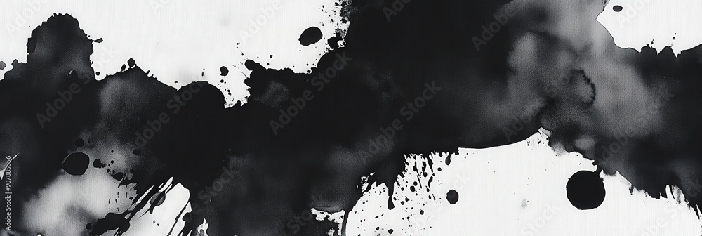 Obraz premium Abstract Black Ink Splatter on White Background