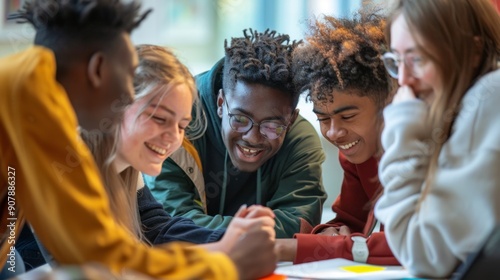 Diverse Group of Students Studying Together.