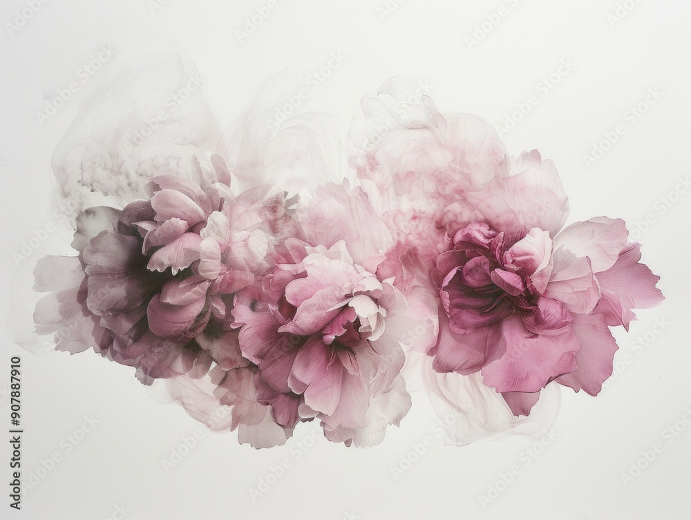 Medium shot of Peony watercolor.