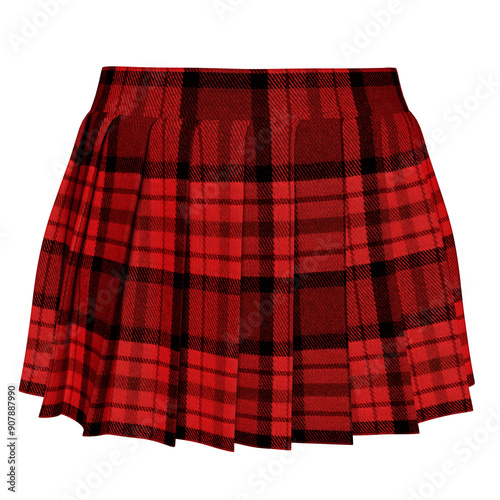 3D rendered illustration of a tartan mini skirt isolated on a transparent background