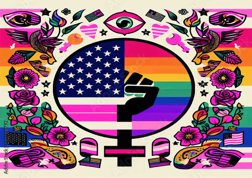 feminism and lgbt flag generative ai