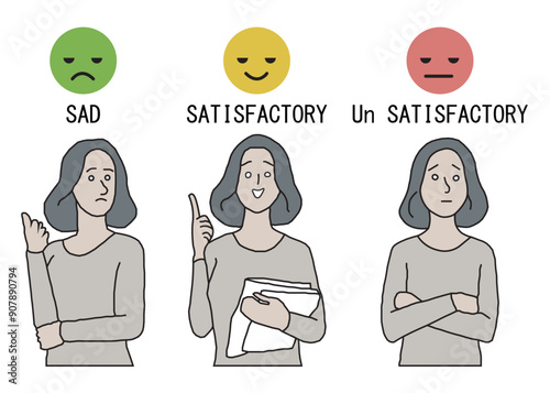 face expressions, Girl medium closeup character with different face expressions,  Female expressing moods, emotions. Flat, horizontal vector illustrations isolated on white background