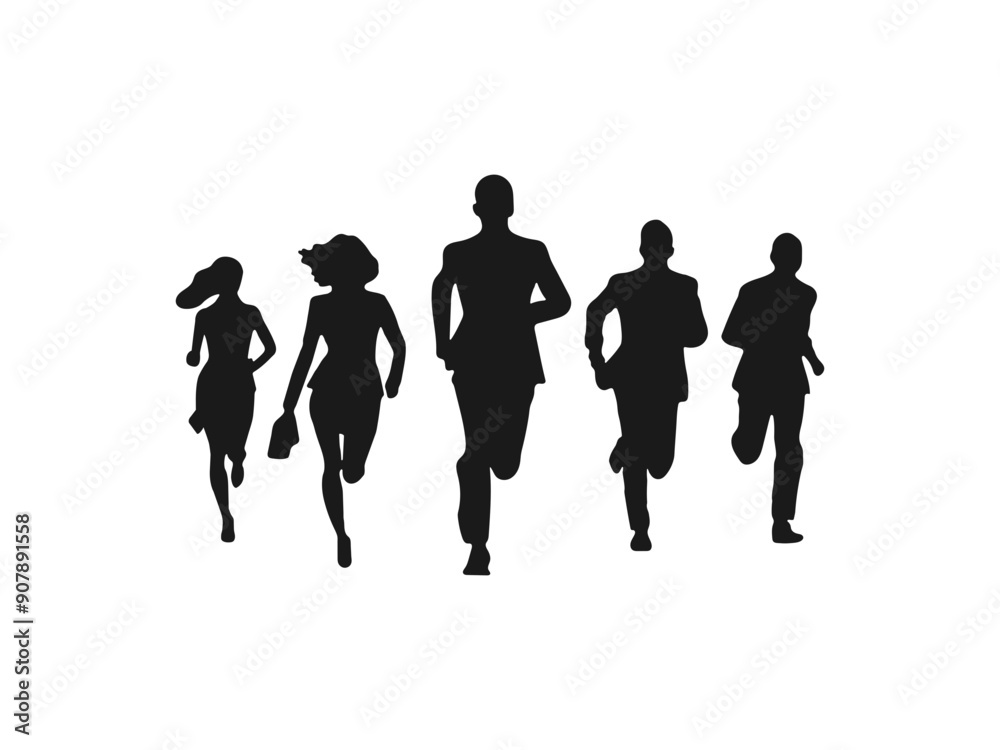 people run. business people run silhouette.