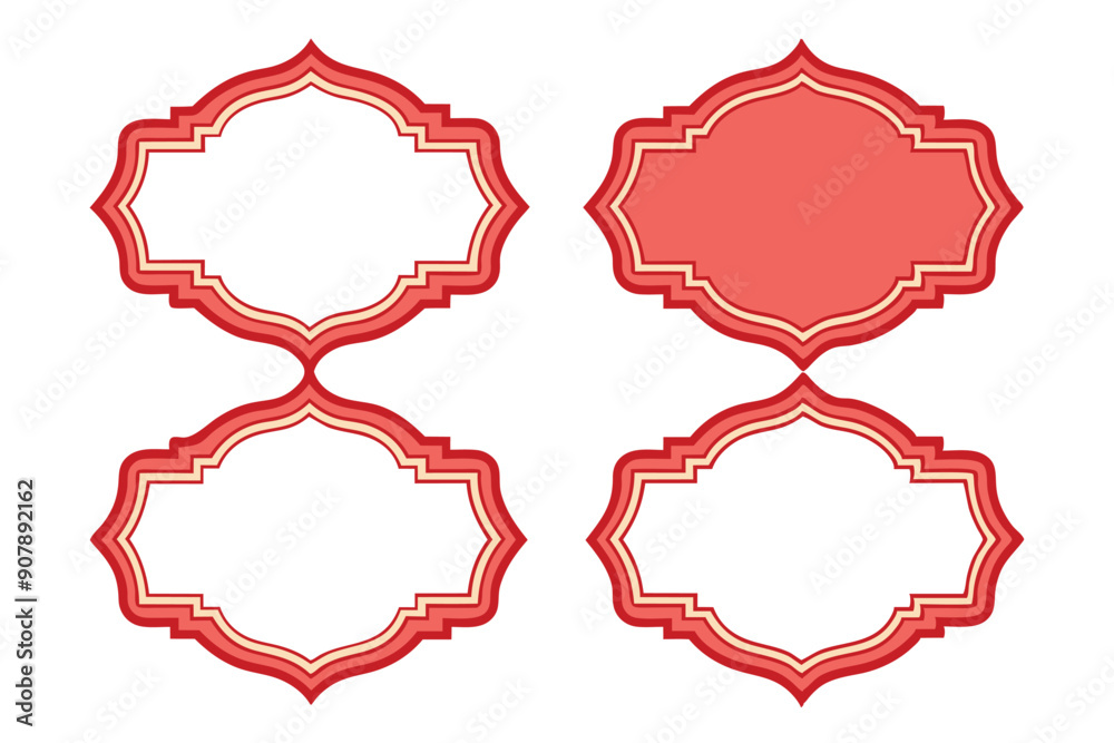 Fototapeta premium Set of Four Red and Cream Ornate Frames