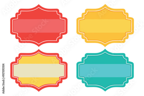 Four Colorful Ornamental Frames with White Outlines