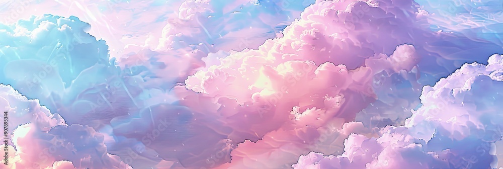Pastel Colored Fluffy Clouds in a Soft Sky at Dusk With Gentle Hues Pastel Colored Fluffy Clouds in a Soft Sky at Dusk With Gentle Hues