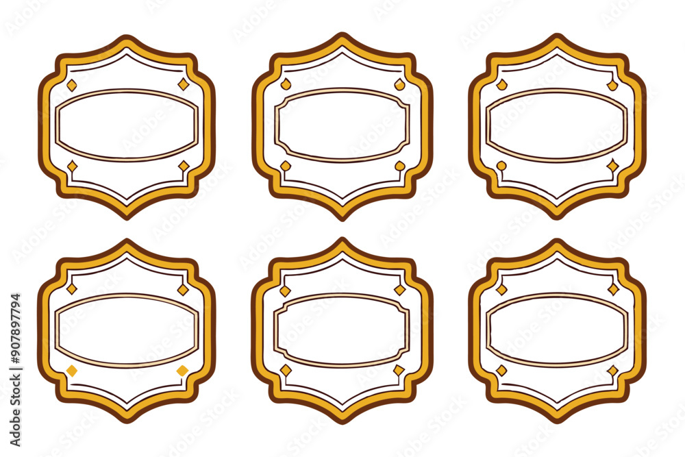 Six Blank Ornamental Frames with Gold and Brown Accents Six Blank Ornamental Frames with Gold and Brown Accents