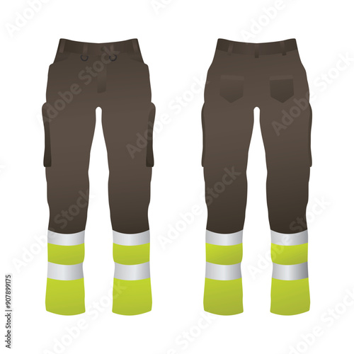 Mockup of safety trousers front and back view