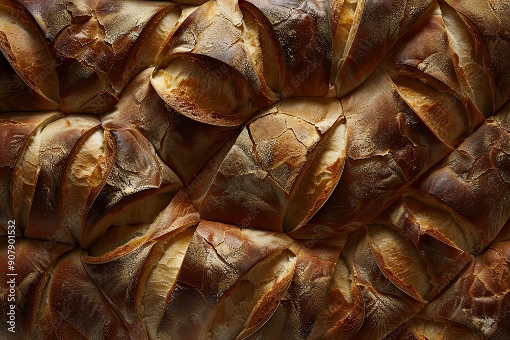 Fototapeta premium Abstract Low Key Bread Background Highlighting Texture and Form in Warm Tones With Soft Lighting Effects