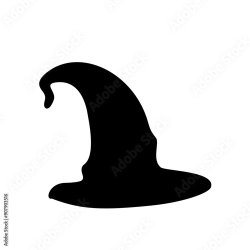 Black silhouette of halloween witch hat. Vector illustration