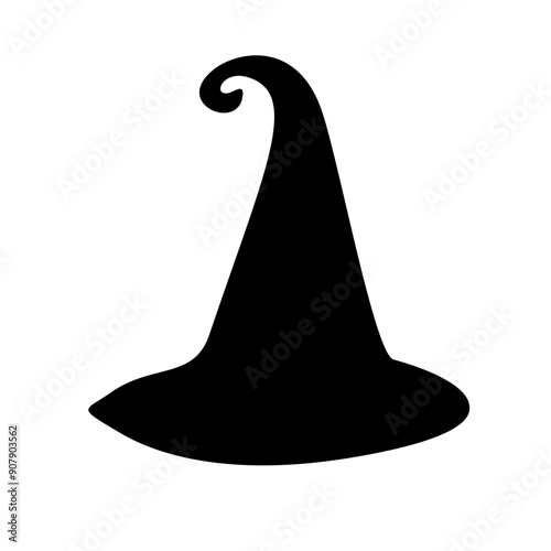 Black silhouette of halloween witch hat. Vector illustration