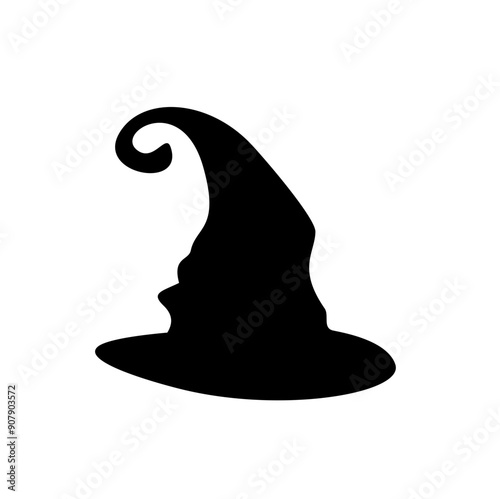 Black silhouette of halloween witch hat. Vector illustration
