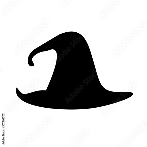 Black silhouette of halloween witch hat. Vector illustration