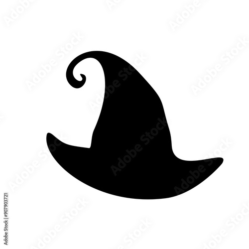 Black silhouette of halloween witch hat. Vector illustration
