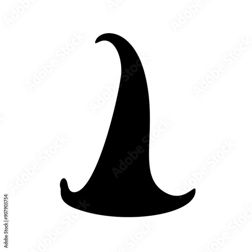 Black silhouette of halloween witch hat. Vector illustration