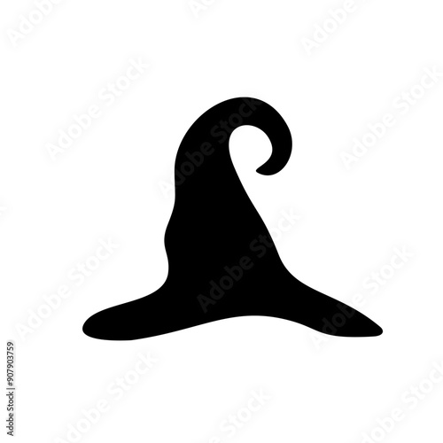Black silhouette of halloween witch hat. Vector illustration