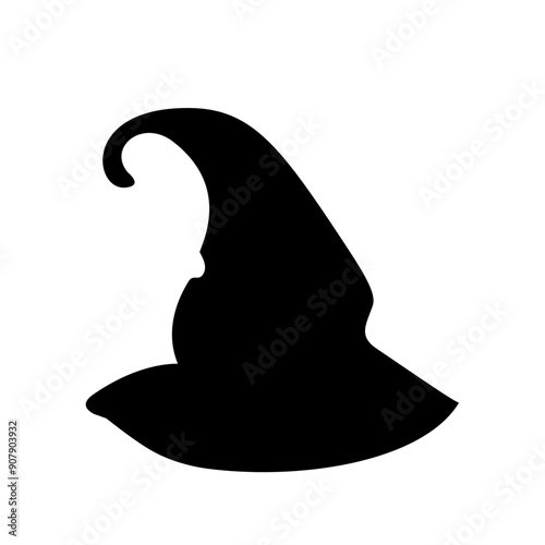 Black silhouette of halloween witch hat. Vector illustration