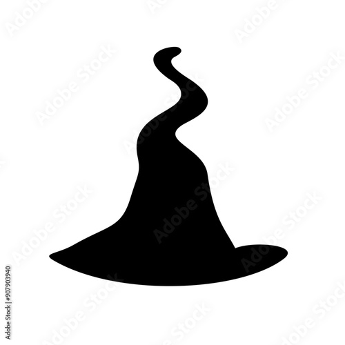 Black silhouette of halloween witch hat. Vector illustration