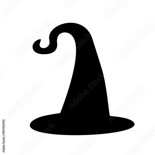 Black silhouette of halloween witch hat. Vector illustration