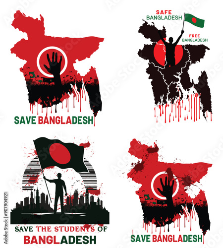 Save Bangladeshi students Bangladesh flag color t shirt design concept.