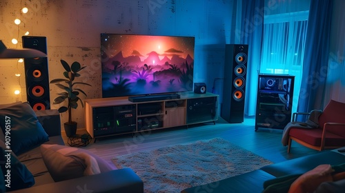 Stylish Gaming Room with TV.