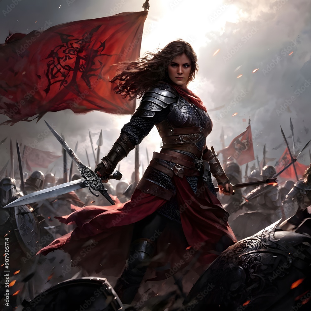 Brave warrior women with shields and swords. Brave warrior women with shields and swords.