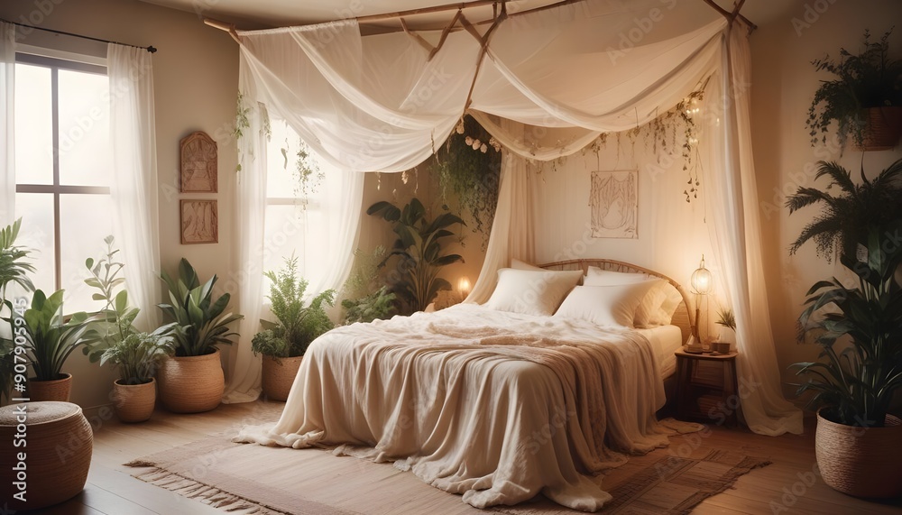 Nomadic, boho interior design defines the modern bedroom, creating a unique and inviting space Nomadic, boho interior design defines the modern bedroom, creating a unique and inviting space