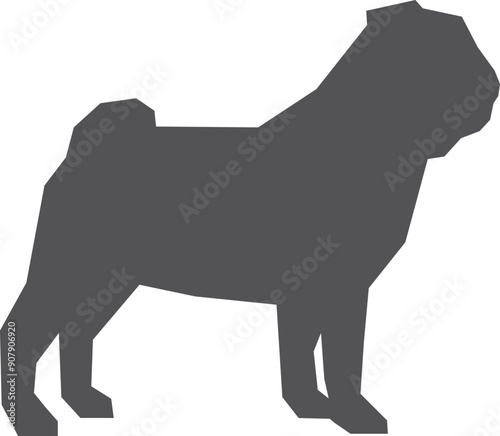Pug black silhouette. Pet icon. Animal symbol