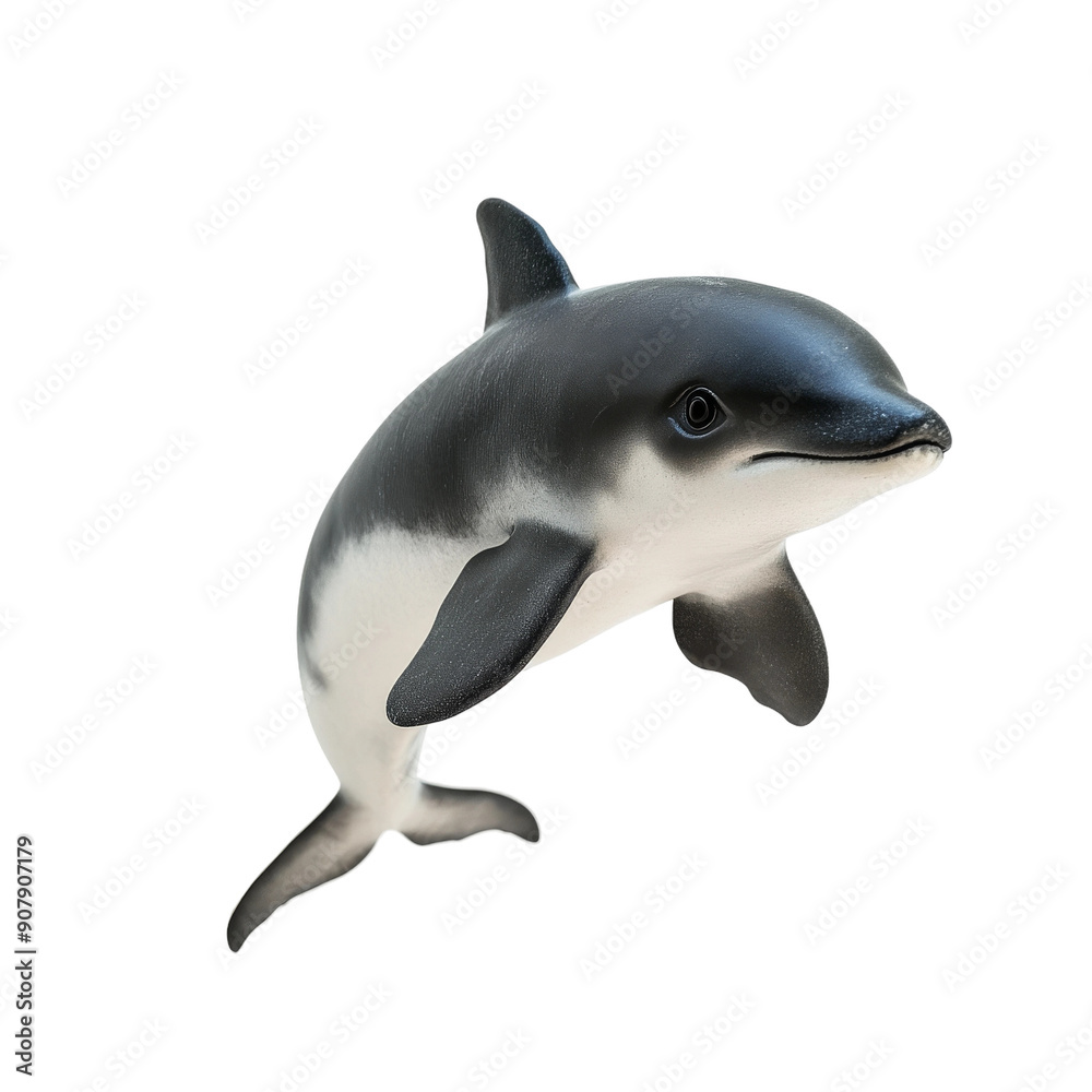 Obraz premium A vaquita porpoise gracefully swims, showcasing its unique features and agility in the vibrant waters of its natural habitat