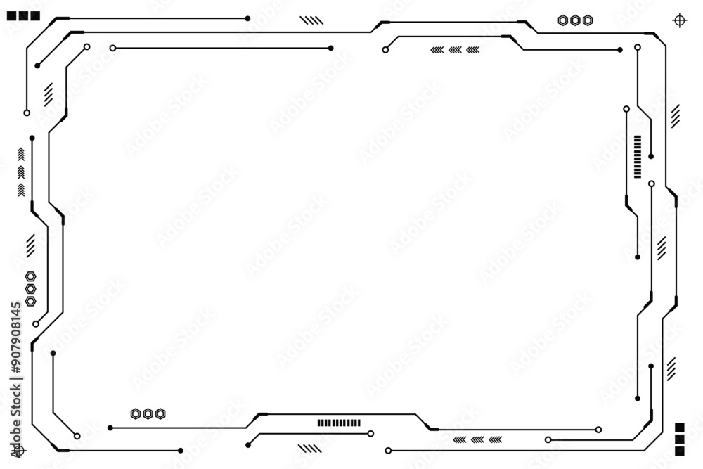 Black control panel abstract modern technology futuristic interface hud ui on white background.