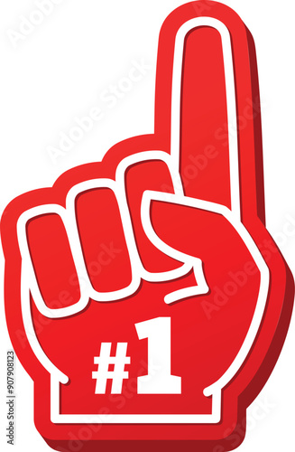 Red foam hand. Sport best fan finger