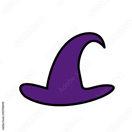 Purple silhouette of halloween witch hat. Vector illustration