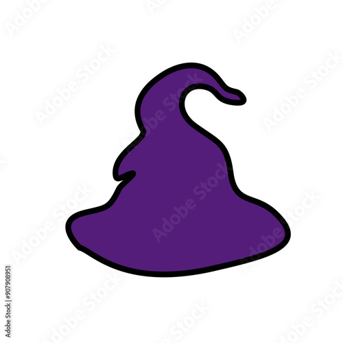 Purple silhouette of halloween witch hat. Vector illustration