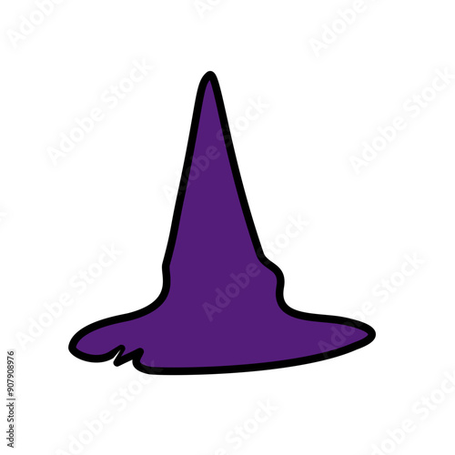 Purple silhouette of halloween witch hat. Vector illustration