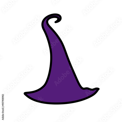 Purple silhouette of halloween witch hat. Vector illustration