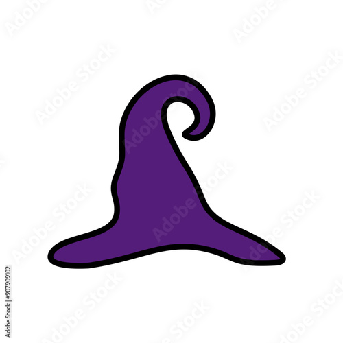Purple silhouette of halloween witch hat. Vector illustration