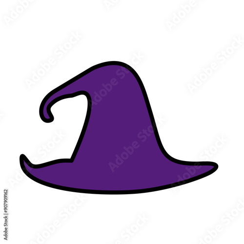 Purple silhouette of halloween witch hat. Vector illustration